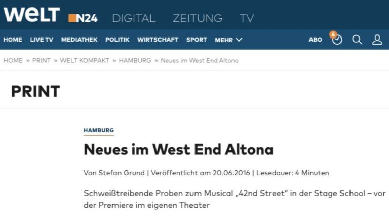 WELT_42ndStreet Musicalschule Ahrensburg